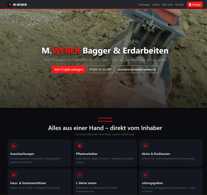 Projekt: M.WEBER Bagger & Erdarbeiten
